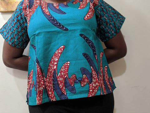 Green Butterfly Ankara Top