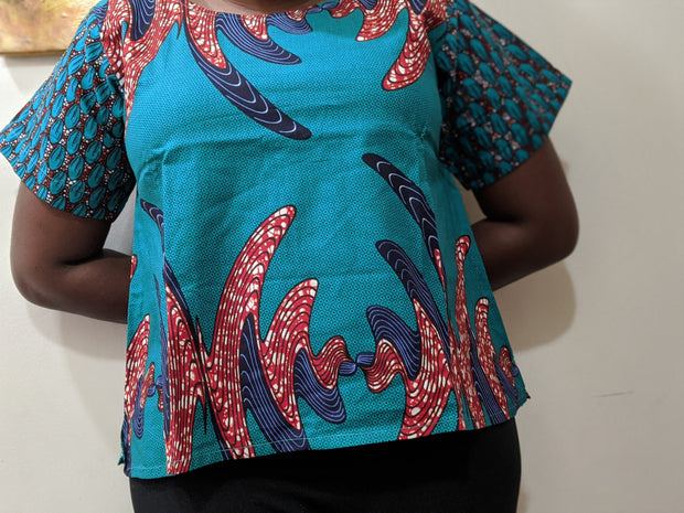 Green Butterfly Ankara Top