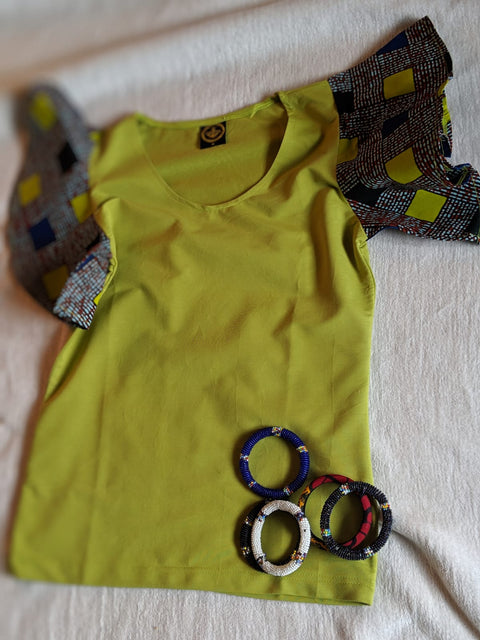 Yellow Teal  Ankara Top