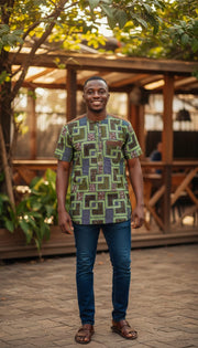 Men fitted Ankara shirt